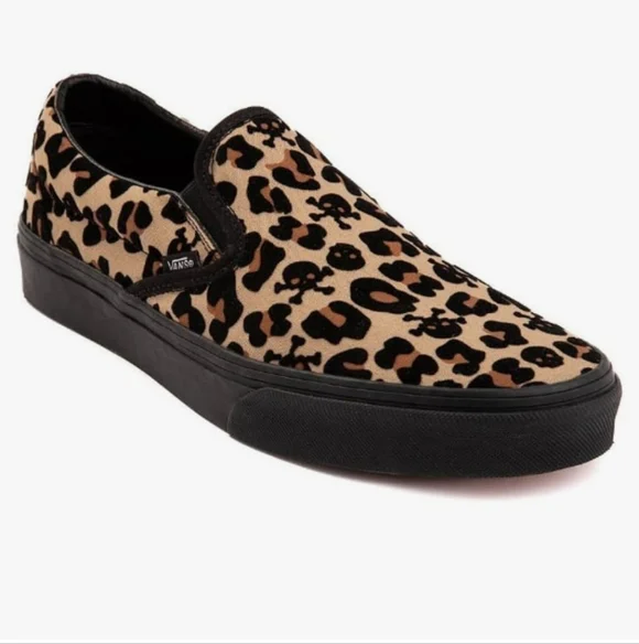 Vans Leopard/Skulls/Black/Tan Pattern Slip-Ons - Picture 1 of 5